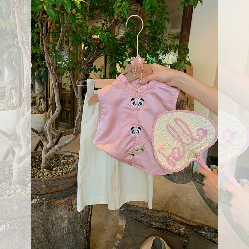 【现货】女童国风套装夏季2024新款小童女宝宝洋气两件套新中式周岁