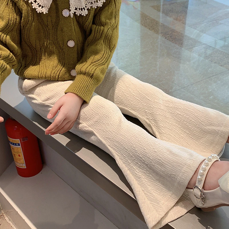 【现货特惠】小沐沐女童花边领针织开衫长袖女宝宝套装秋装