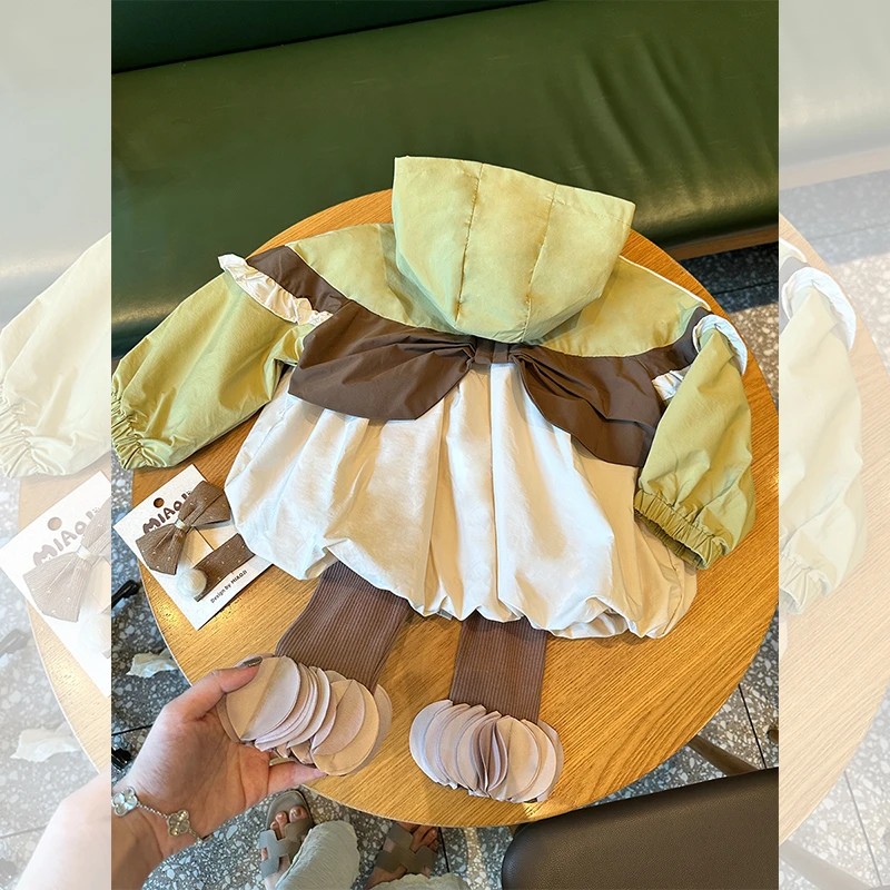 【现货特惠】女童风衣春秋2024新款儿童洋气外套公主女宝宝冲锋衣