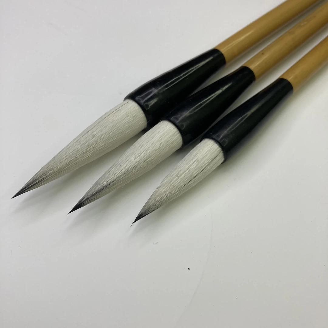 手工七紫三羊兼毫毛笔 出峰：4.8cm 4.2cm 3.6cm 套装毛