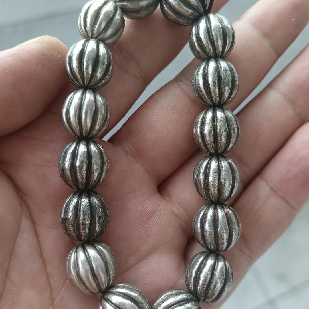 足银手链 精品纯银手工瓜楞手串