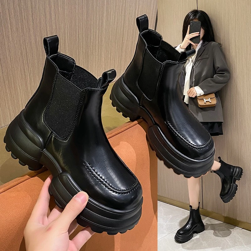 马丁靴女款秋冬季加绒短靴2022年新款厚底骑士靴爆款烟管棉鞋靴子
