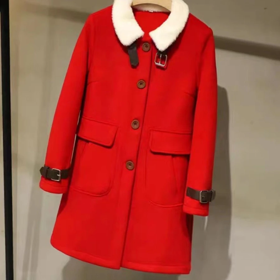 28062款毛呢外套女秋冬百搭时尚洋气减龄韩版中长款微瑕衣长78