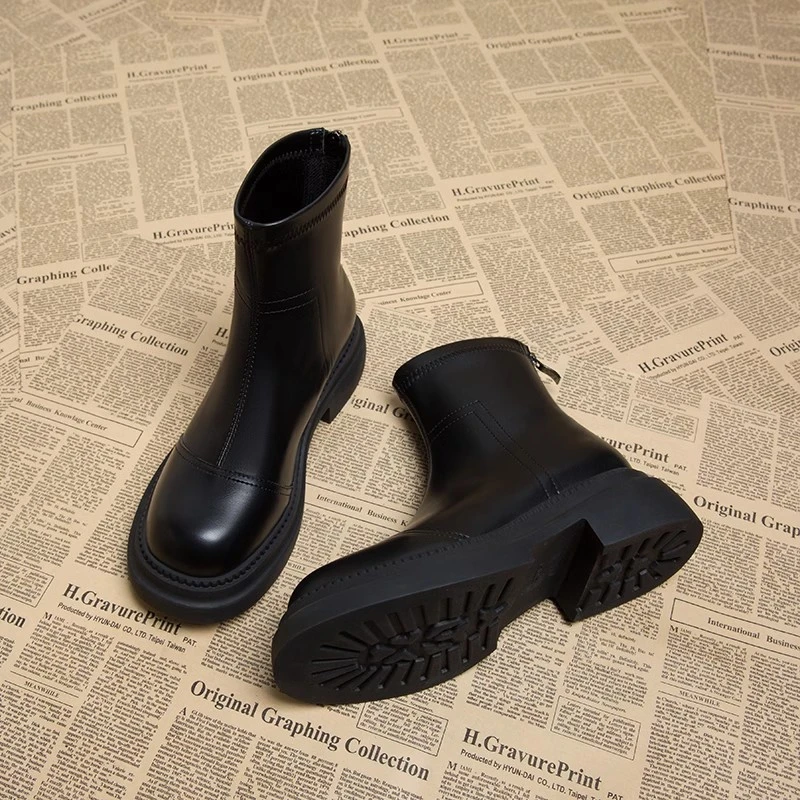 美拉德马丁靴女弹力靴2024年秋冬新款厚底增高英伦瘦瘦切尔西短靴