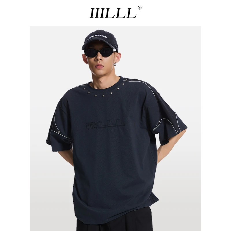 IIILLL童锦程短袖T恤男2024年新款机能解构美式潮牌宽松休闲上衣