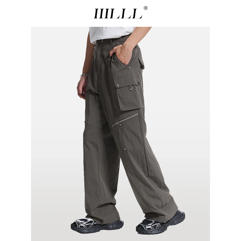 IIILLL童锦程美式复古工装裤男秋冬新款百搭多口袋机能直筒休闲裤
