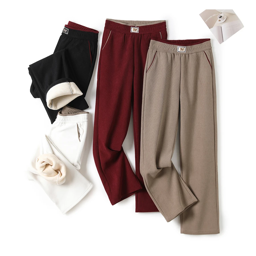 冬日小暖炉！全新升级2.0！羊毛蚕丝弯刀美人裤！撞色腰窄版直筒裤！