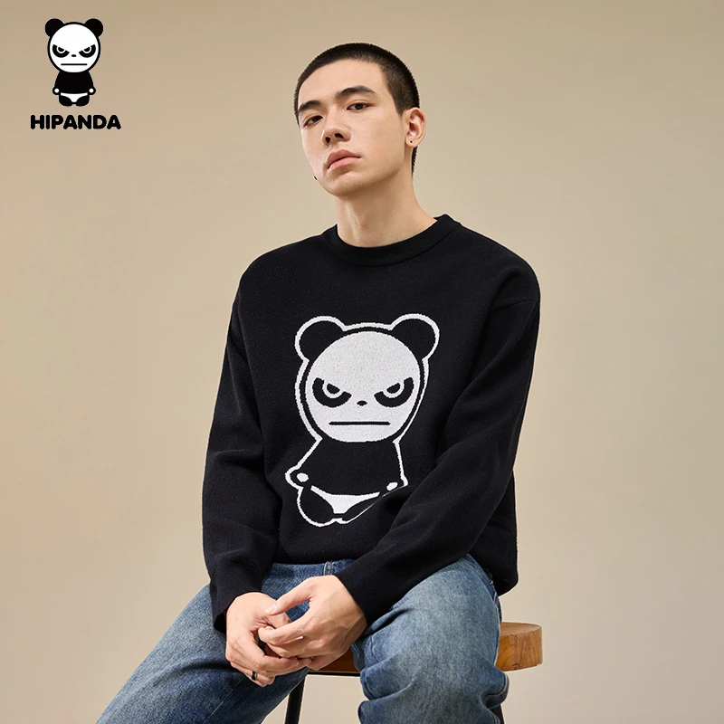 HiPanda/你好熊猫秋季男女同款经典熊猫图案毛衣 24AWMH009/0