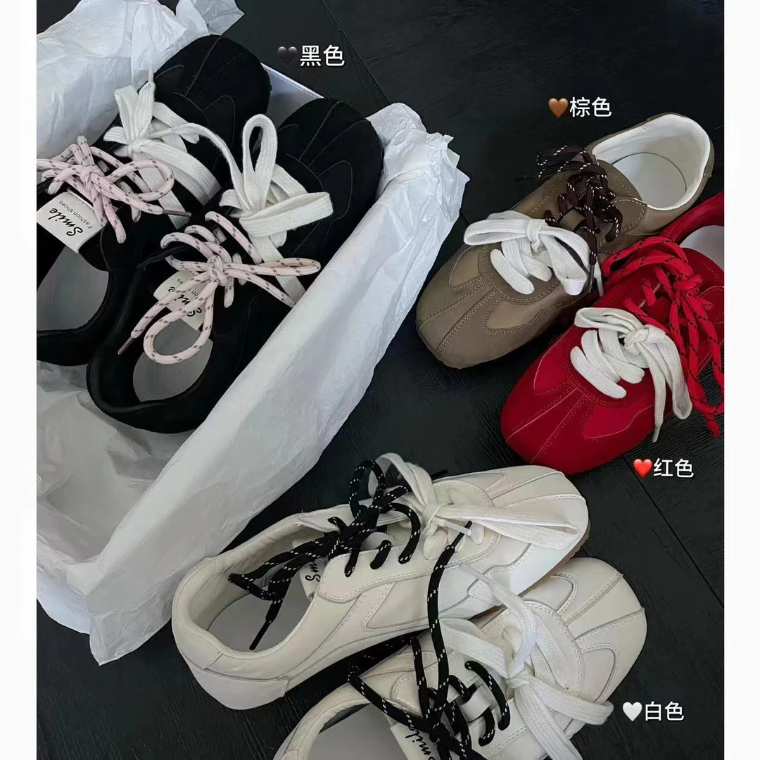 【内增高6公分】2025年夏季女鞋复古平底德训鞋新款网面透气阿甘鞋