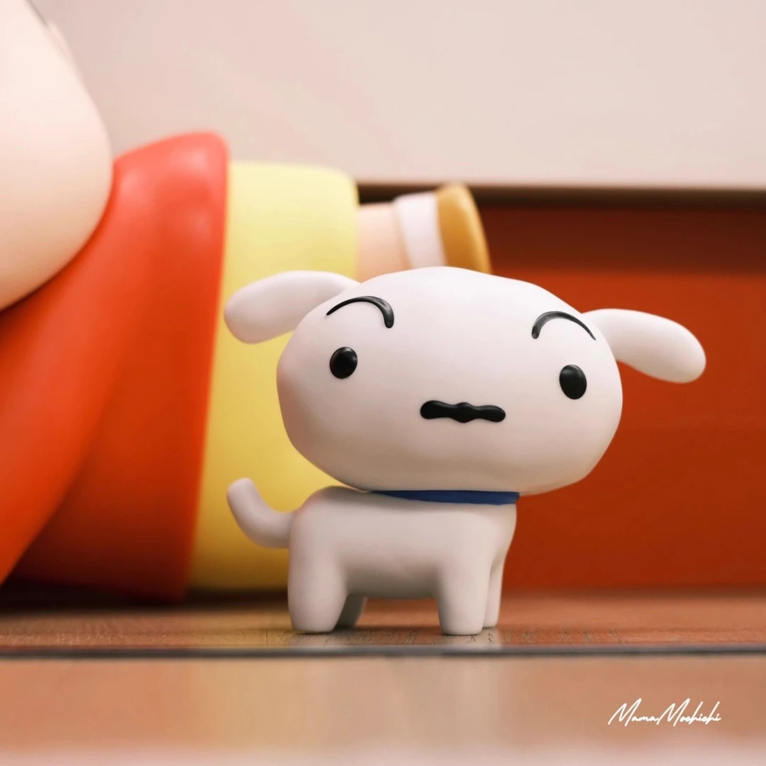 「小新可靠的伙伴」棉花糖小狗小白公仔模型复古手办装饰摆件礼物