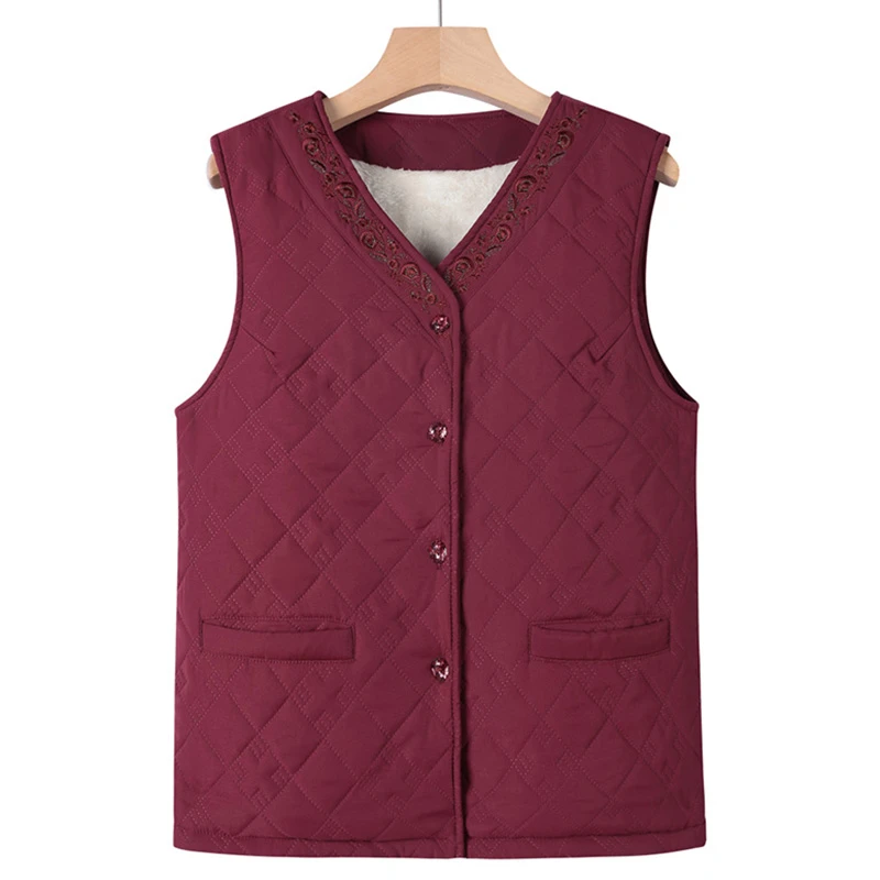 中老年女装秋冬加绒加厚马夹妈妈保暖外穿上衣老太太内搭开衫马甲