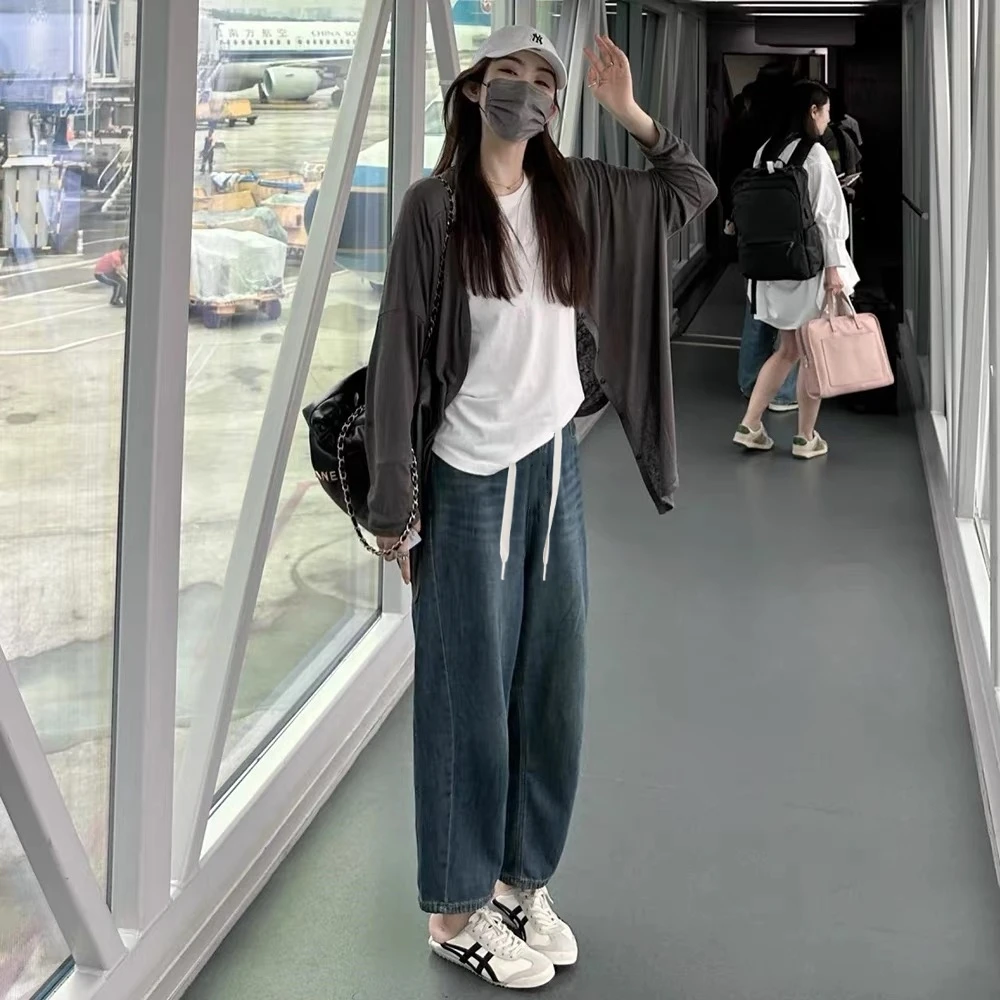 2024孕妇牛仔裤厚款有口袋外穿哈伦裤镰刀裤宽松型