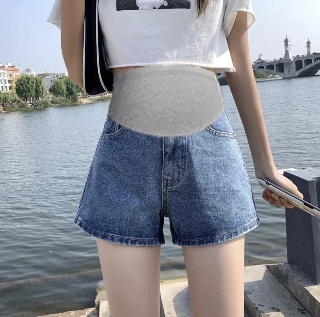 2024孕妇牛仔短裤夏季薄款宽松休闲阔腿托腹裤孕妇裤时尚减龄舒适