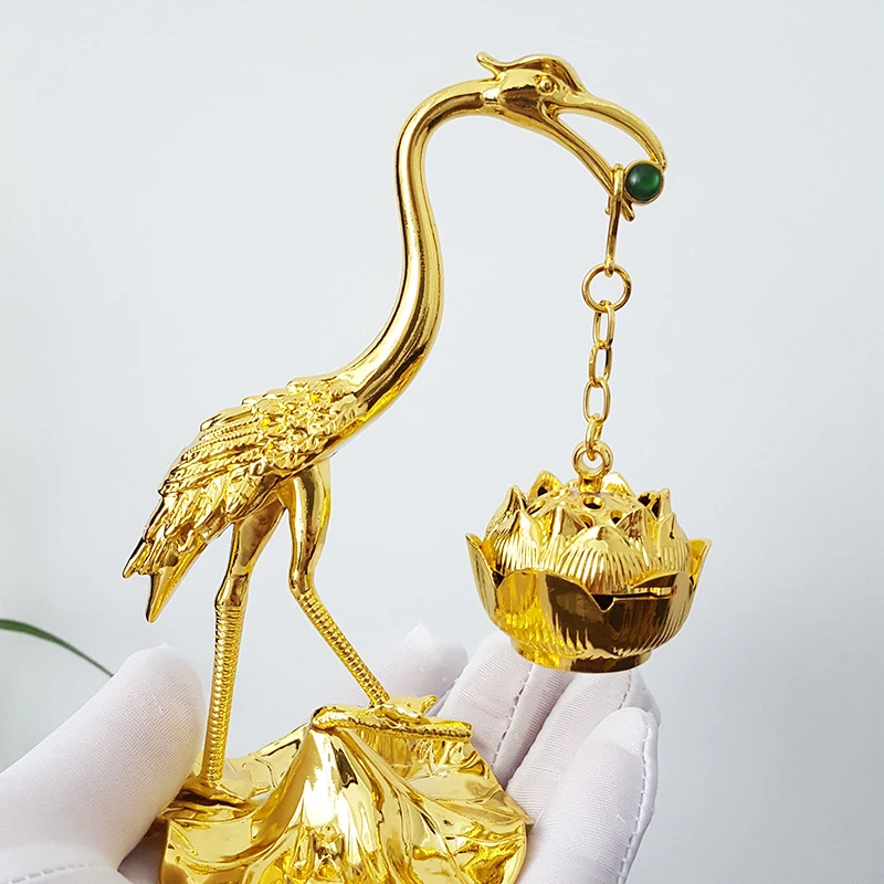 高级大号黄金仙鹤吊炉艾条仙鹤香炉大号插香器持久留香艾草无烟