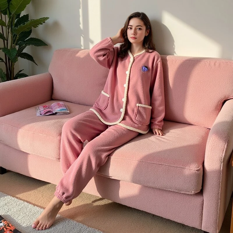 冬季牛奶绒大码加厚保暖可外穿家居服睡衣