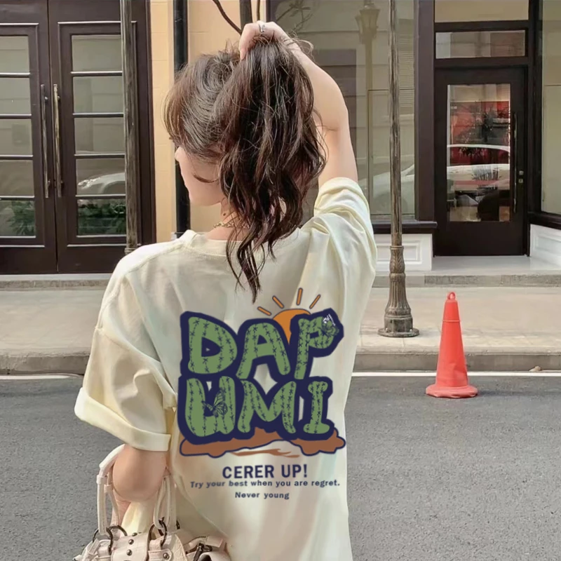 【220克纯棉】2025夏季新款纯棉短袖T恤中长款百搭情侣宽松bf风