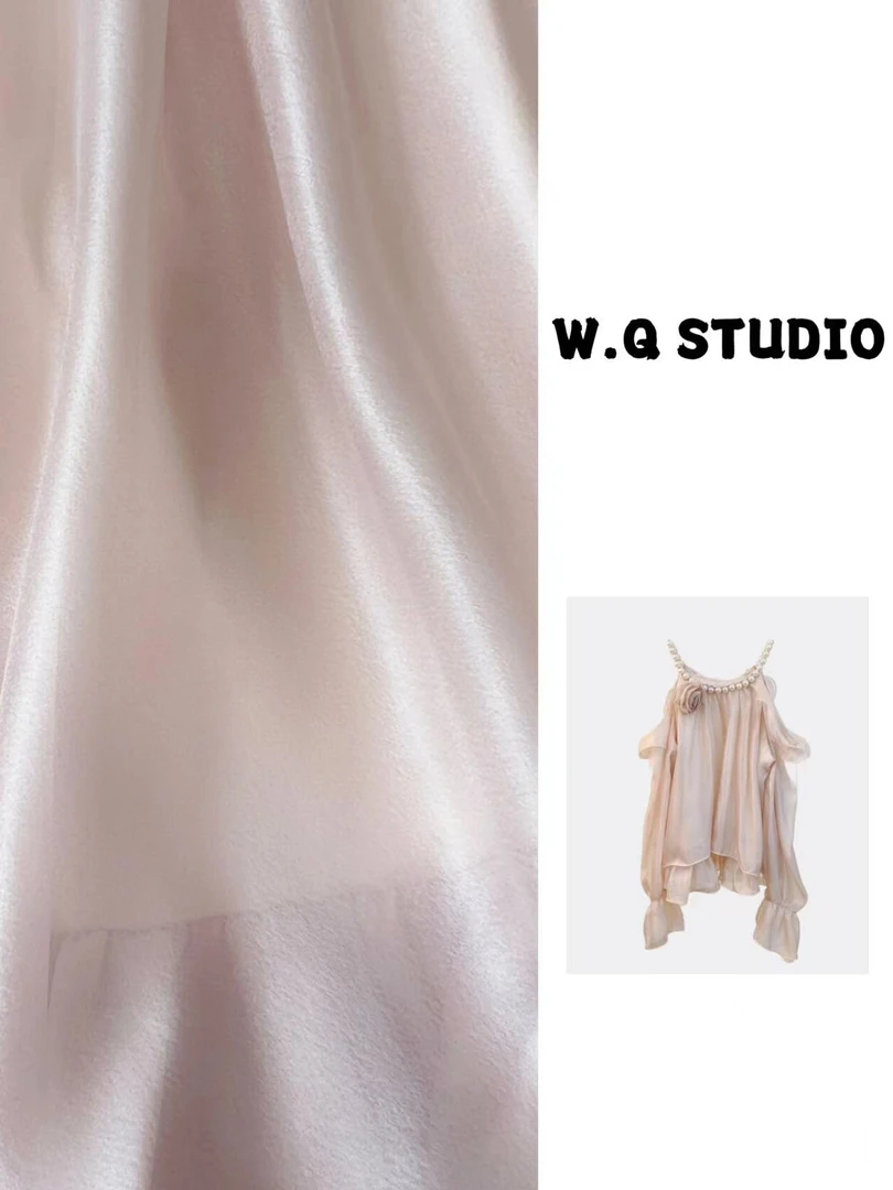 W.Q 晚晴 【月下白茶花】珍珠领长袖上衣