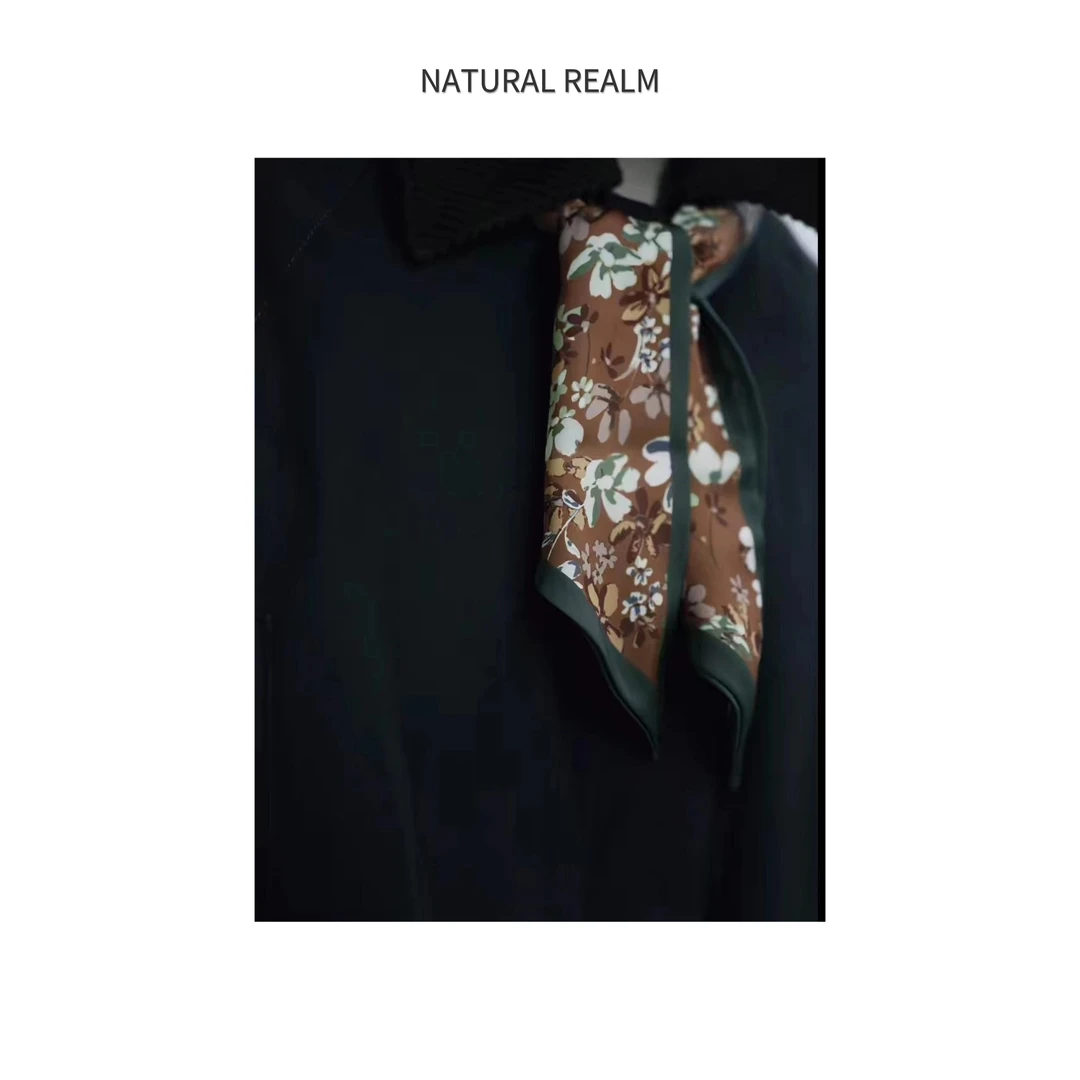 {NATURAL  REALM}  百搭款休闲复古花纹大方小领时尚女士气质丝巾