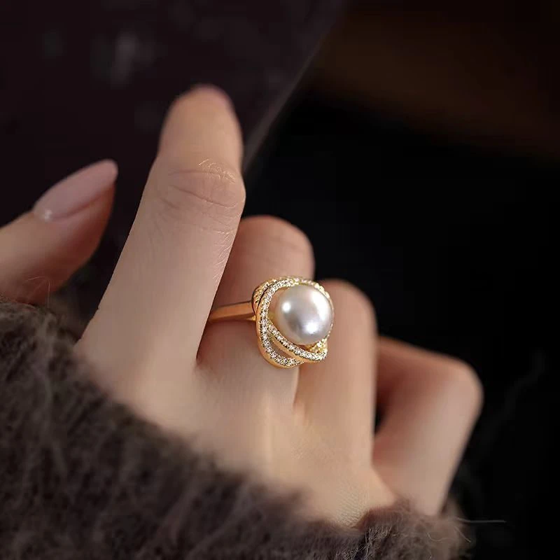 【三生三世】9-10mm淡水无核珍珠活口合金戒指 非基地发货 DJZ00827