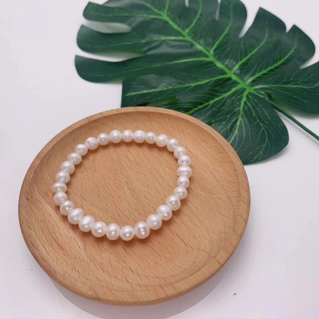 【初见】6-7mm淡水无核珍珠手链白色时尚百搭DSL00554非基地发货
