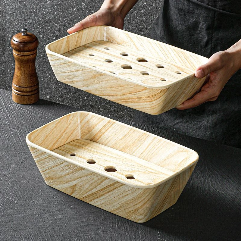 密胺木纹餐具干冰盘子商用仿瓷餐厅饭店刺身摆盘火锅牛肚大号菜盘