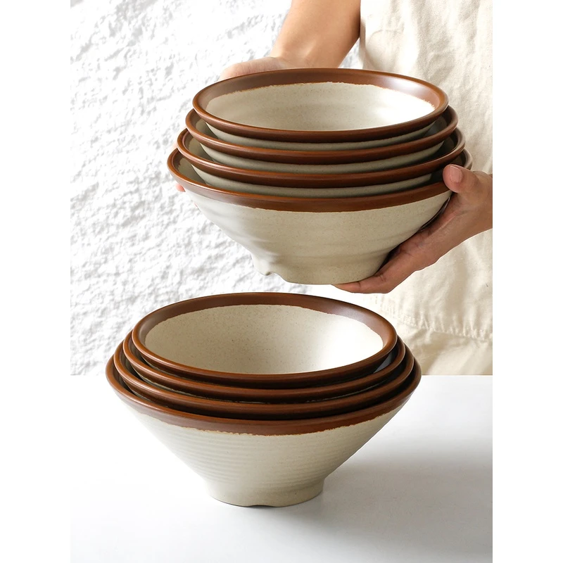 密胺餐具面碗商用创意复古米线汤碗重庆小面大碗面馆专用蘸水粥碗