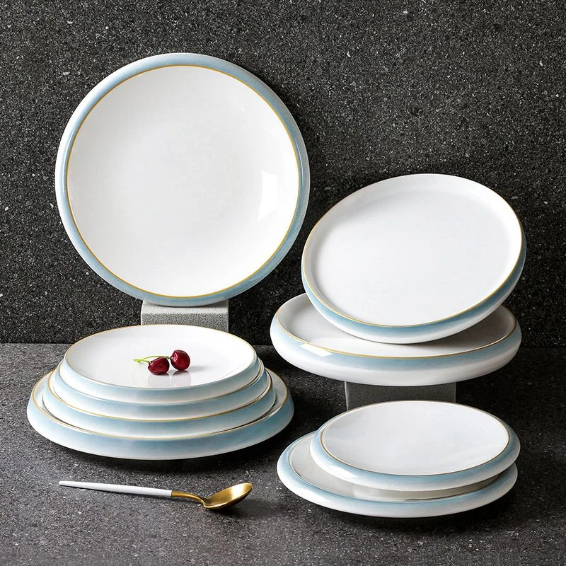 密胺酒店高档盘子商用饭店菜盘意境菜炒菜圆盘冷菜凉菜盘圆形碧海