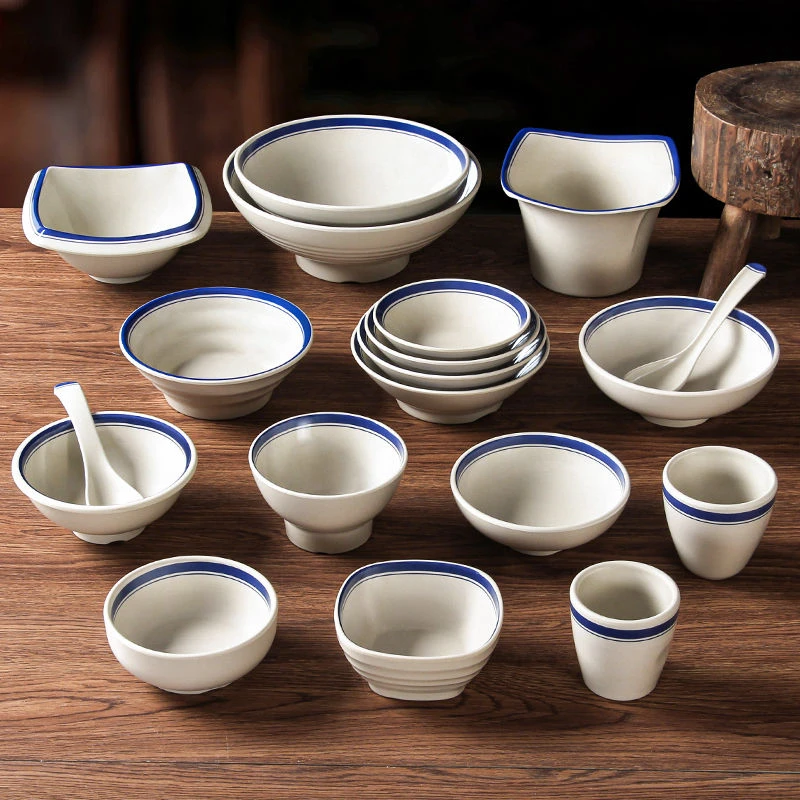 密胺餐具小碗商用复古大汤碗面馆创意面碗餐厅饭店米饭小碗中式