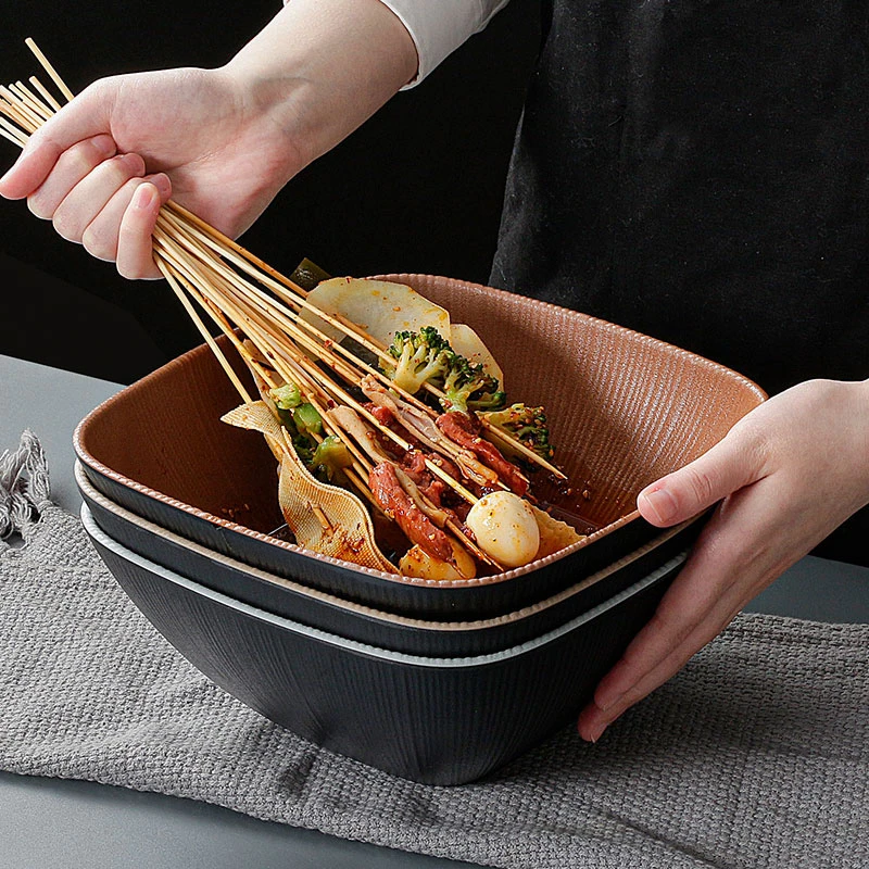 密胺磨砂面碗商用汤碗方碗冷串钵钵鸡碗冒菜麻辣烫大碗面馆碗网红