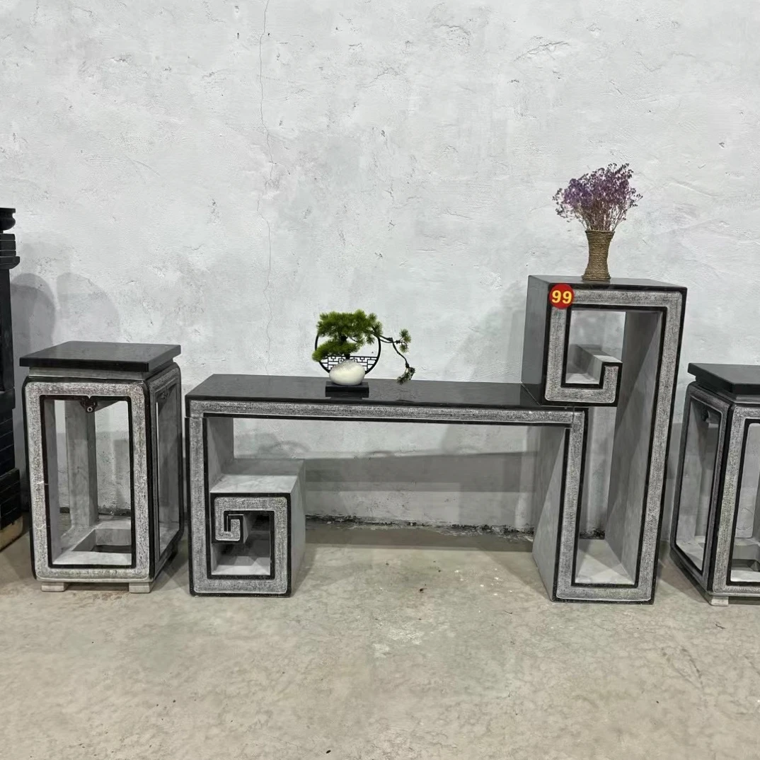 石雕花架石材仿古做旧青石花几盆景庭院摆件