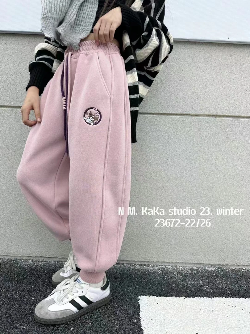 儿童新款洋气冬季保暖男女童卫裤中大童加绒加厚一条过冬休闲卫裤