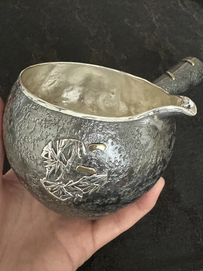 足银银制品 节节高升铁包银公道杯 250毫升