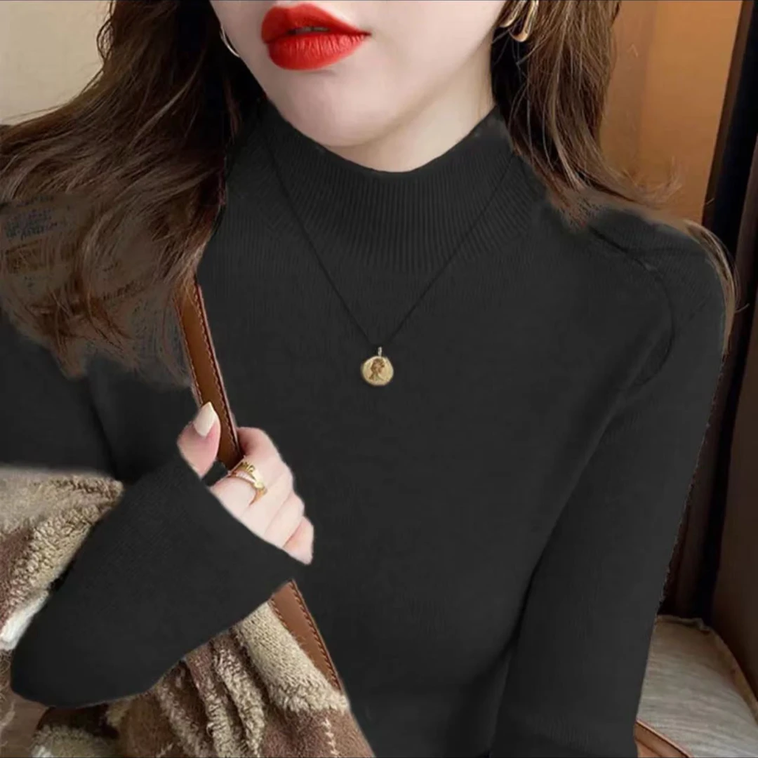 【秋冬新款】女装秋款爆款2024新款半高领修身显瘦薄款时尚网红百搭