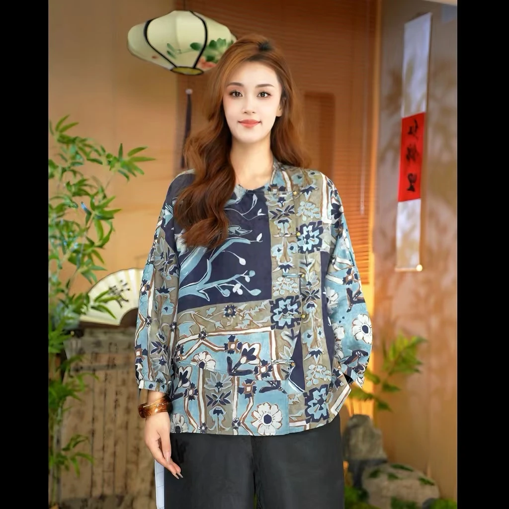 【红锦里】桑蚕丝香云纱时尚新中式长袖宽松女款外套1A34033