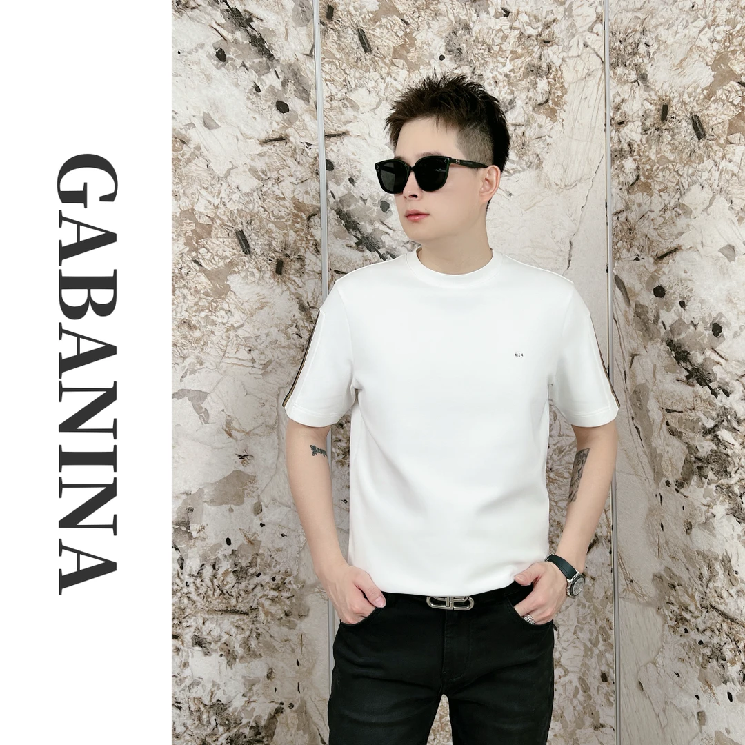 GABANINA秋季新款铜氨丝圆领半袖轻奢百搭T恤衫YC16155