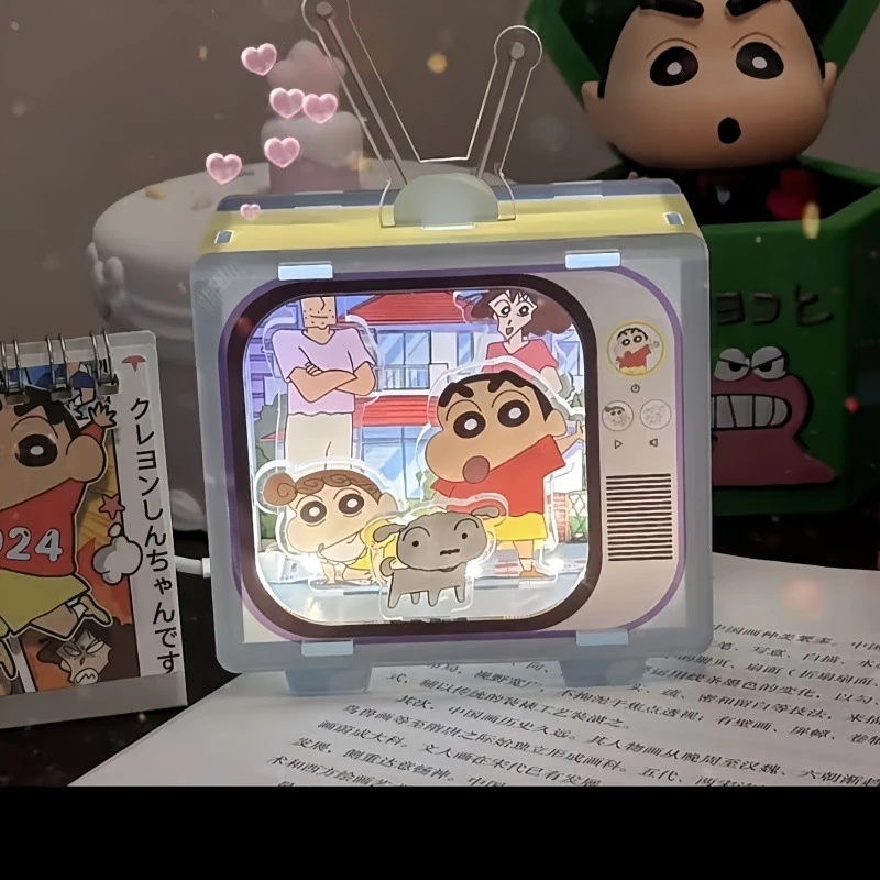 diy蜡笔小新小夜灯亚克力 可爱学生宿舍卧室灯光摆件饰送女友3709