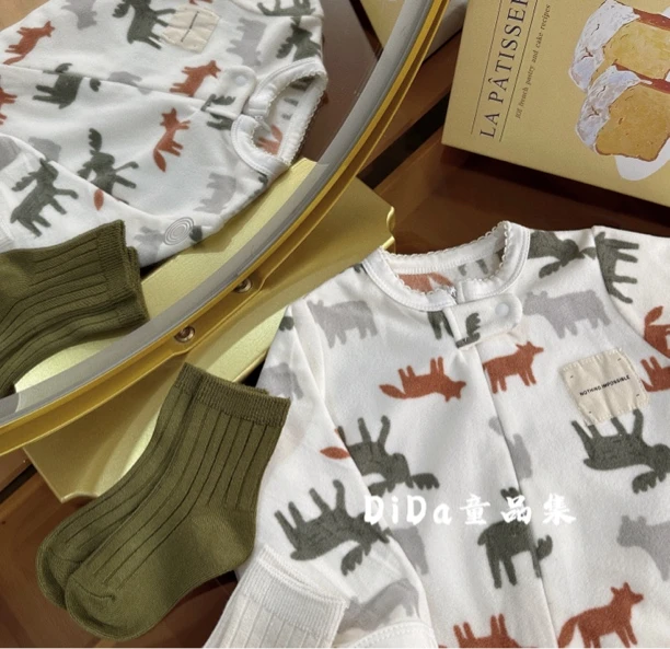 【云端麋鹿】宝宝秋季长袖连体爬服外出服麋鹿印花外套