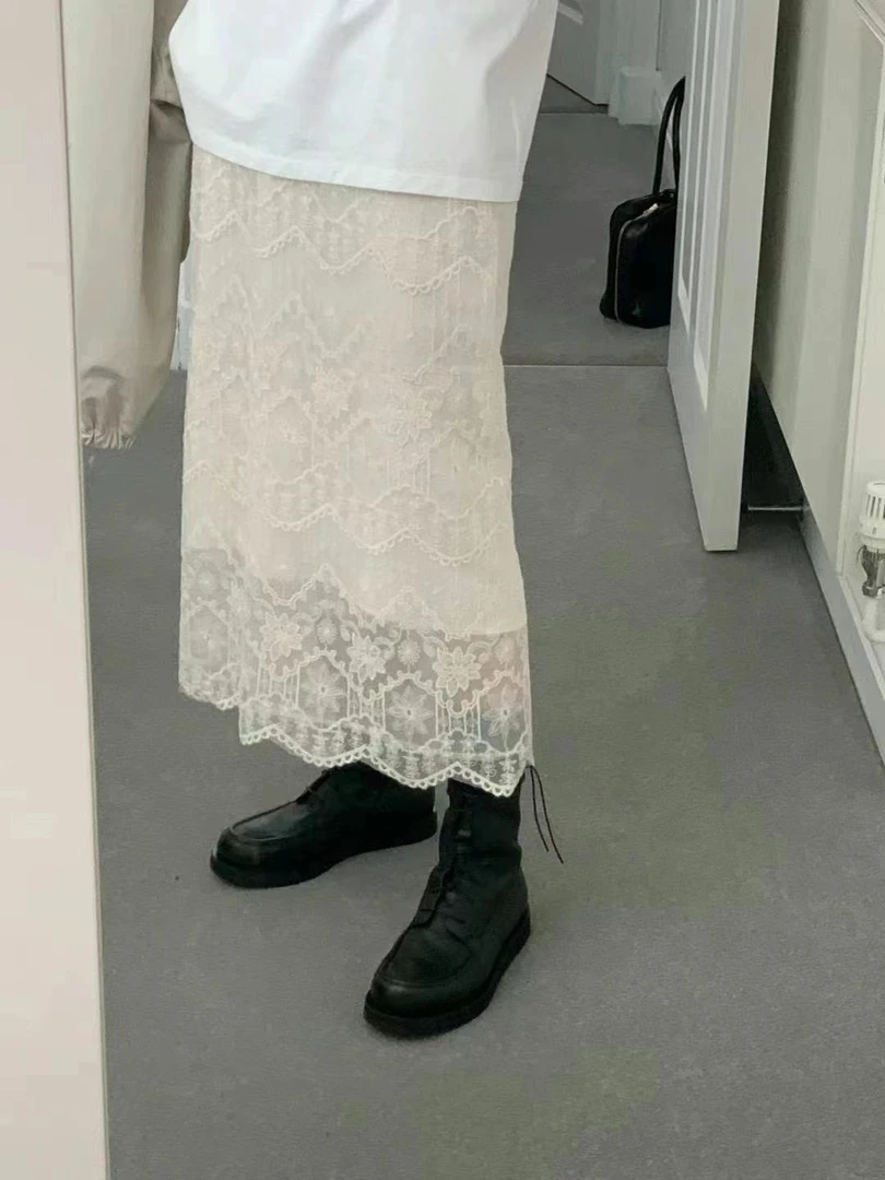 小羊韩货~韩国东大门ounce蕾丝裙半裙女