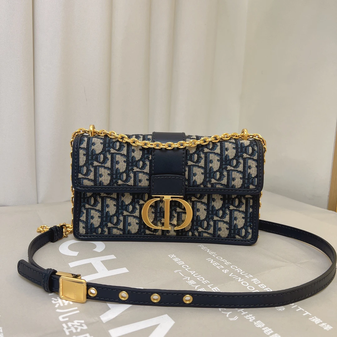 99新 DIOR/迪奥 蒙田30新款小号链条包 肩带可调节单肩 五金有膜