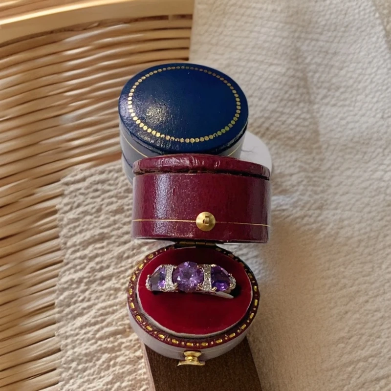 欧洲回流西洋vintageK金紫晶戒指7471