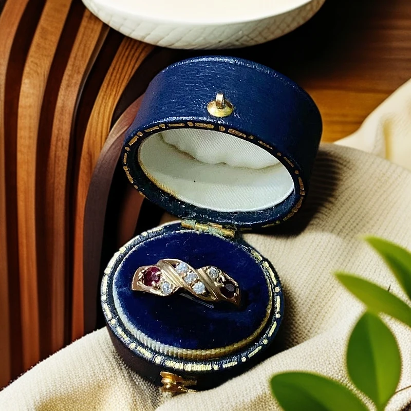 欧洲回流西洋vintageK金石榴石戒指0623