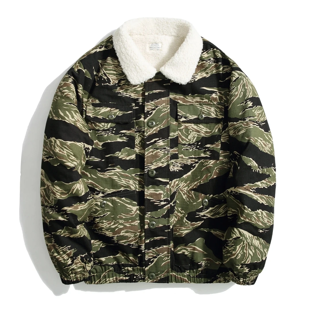 【沾酱剪标】非瑕疵 虎纹双面夹克 加绒休闲外套男 男士夹克