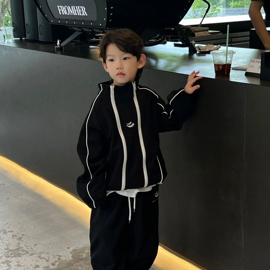 麦哟哟儿童春秋洋气男童韩版中小童立领两件套套装秋款秋季时尚潮