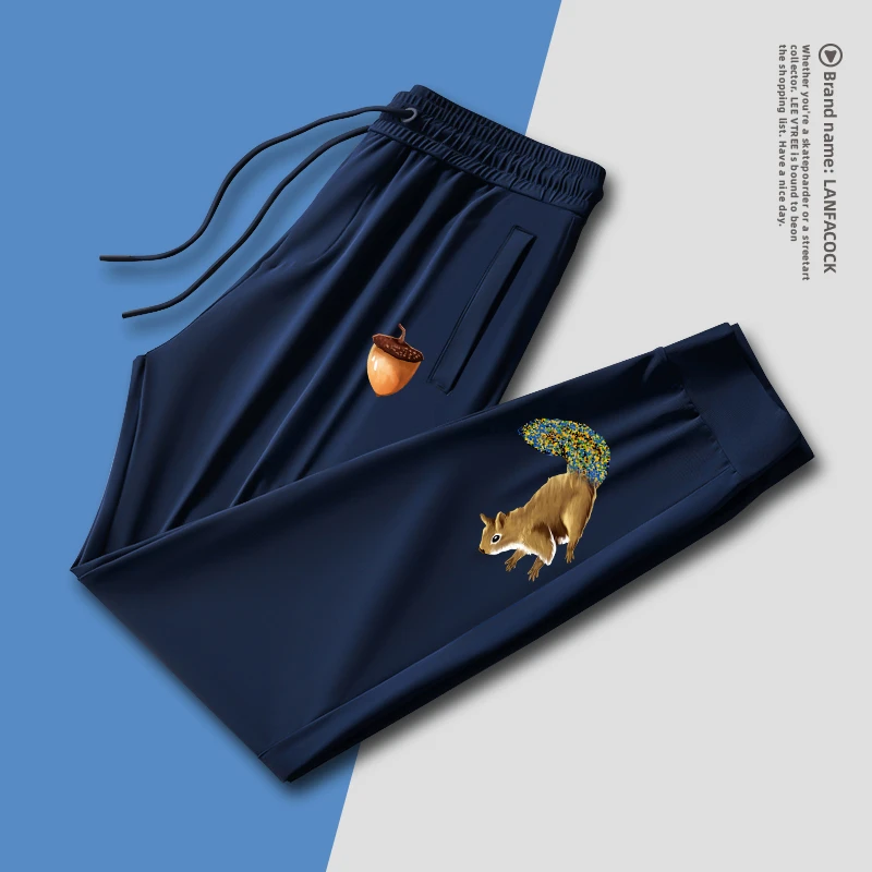 兰法公鸡2025新品薄款休闲裤夏季透气速干运动直筒高弹力冰丝裤