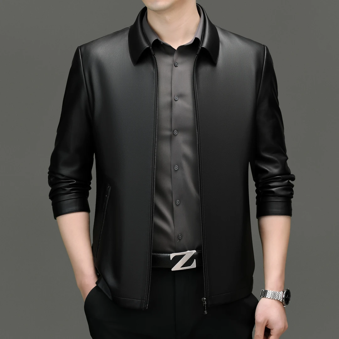 海宁男士秋冬新款山羊皮轻奢商务百搭休闲【立领】【翻领】拉链款外套
