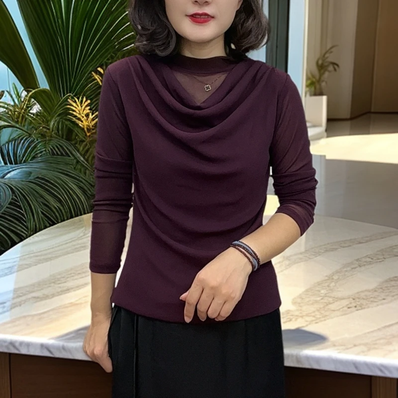 半高领秋季新款优雅气质修身显瘦洋气时尚女人味小衫