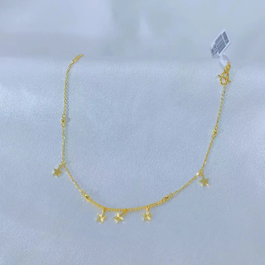【伟新源】足金999 5G工艺 星星脚链3.1克