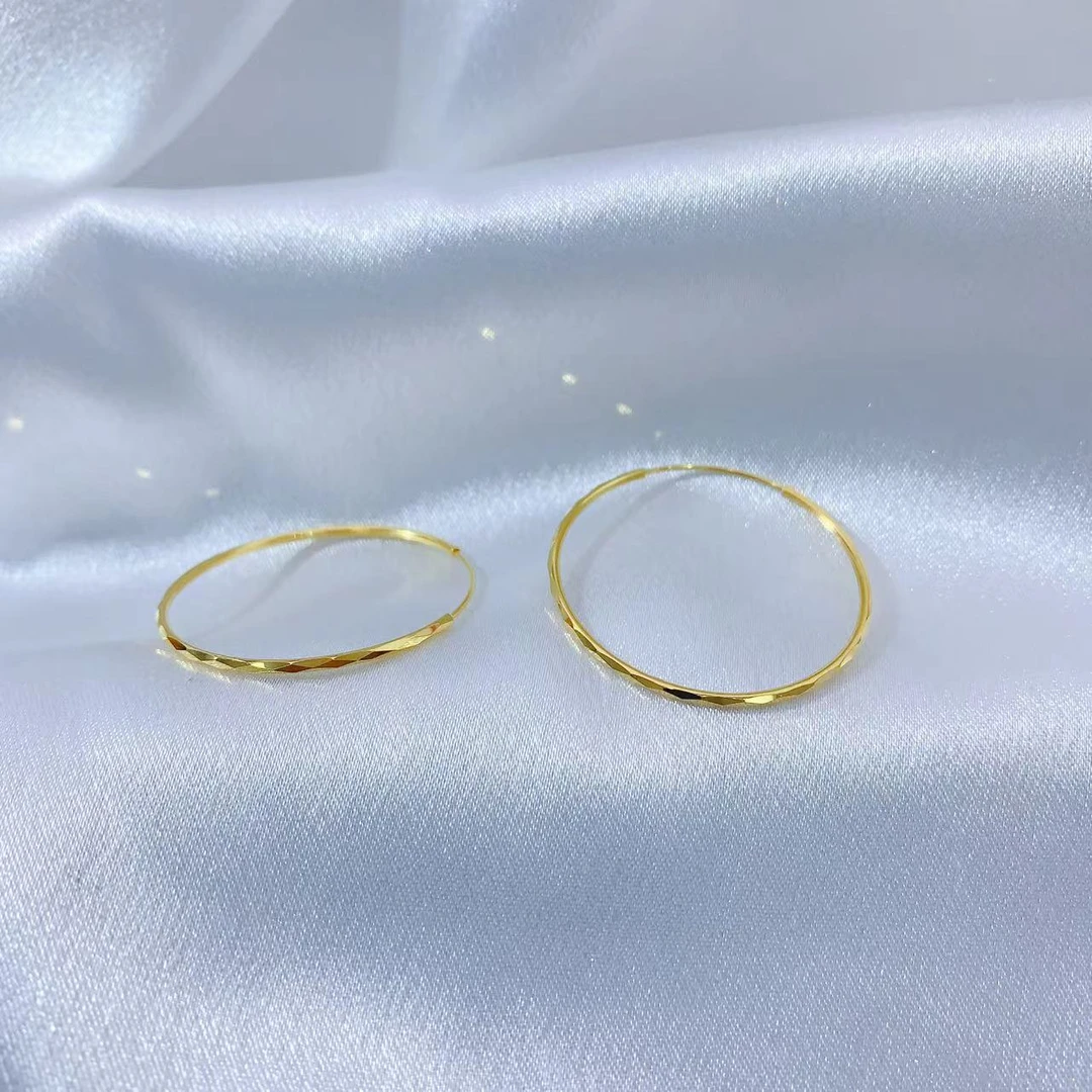 【伟新源】足金999 5G工艺 百搭时尚 菱形耳圈
