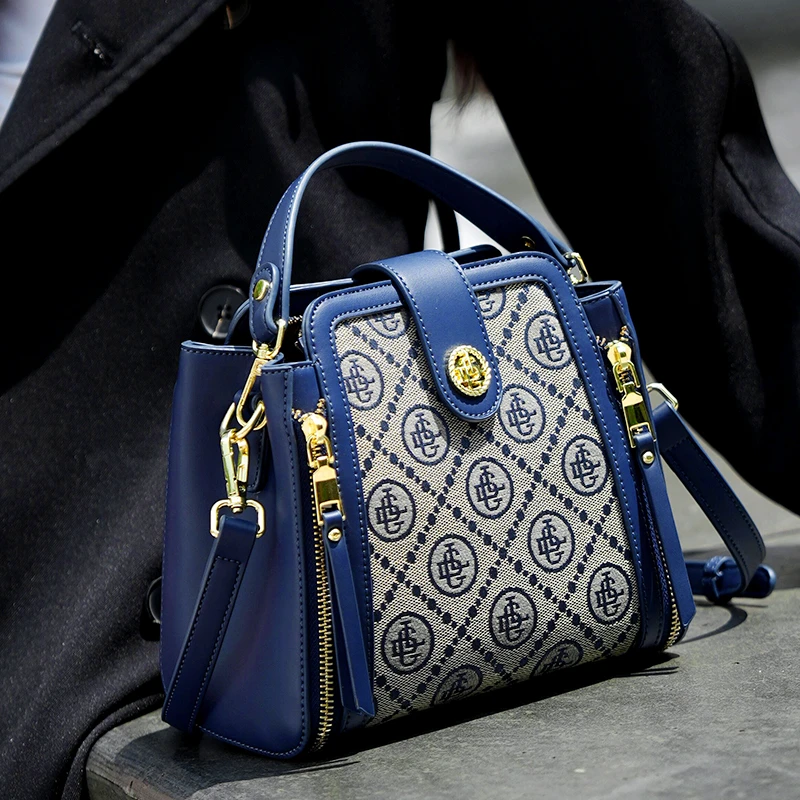 GELANDAI戈兰黛新款轻奢重工刺绣复古提花多隔层大容量单肩斜挎包