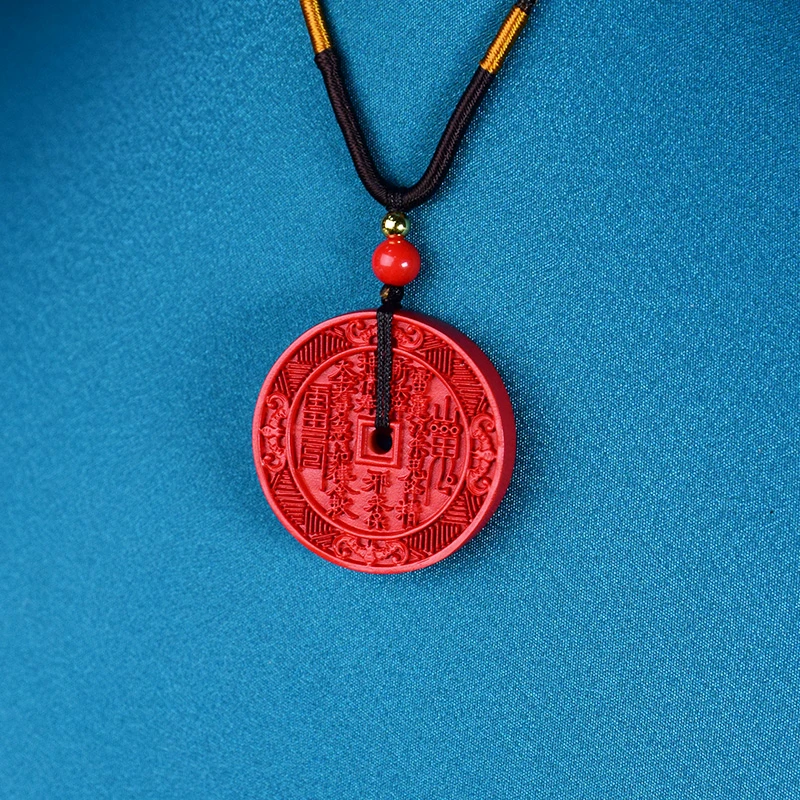 含辰砂工艺品天然特级水飞砂 山鬼花钱吊坠